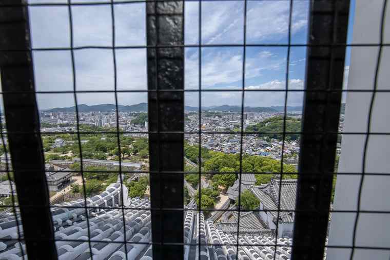 姫路城の天守閣からの眺め