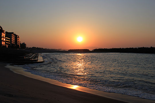 日本の夕陽100選「皆生海岸の夕陽」