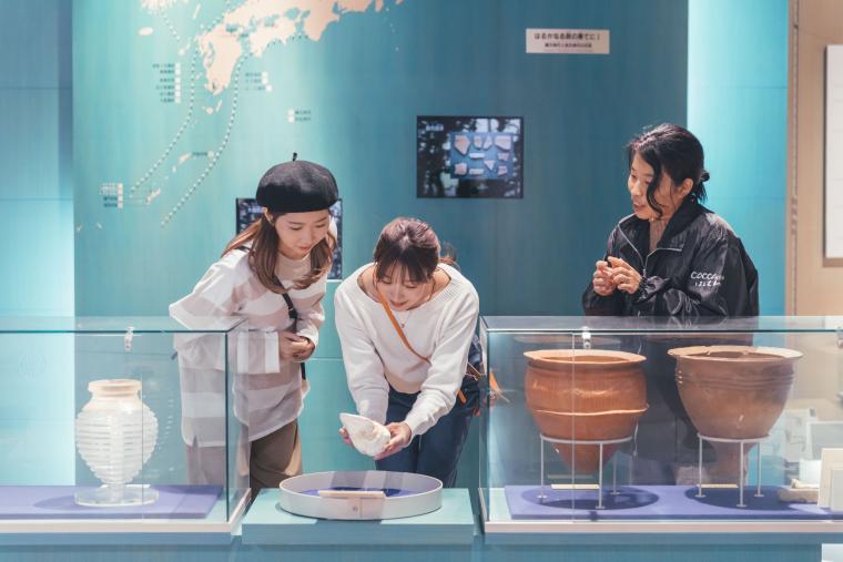多数の貝塚や土器が展示されている「考古博物館 時遊館Coccoはしむれ」