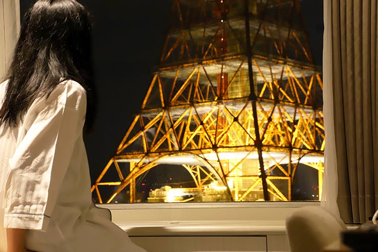 日没と共に東京タワーのライトアップは始まり、翌日の明け方まで空を灯す