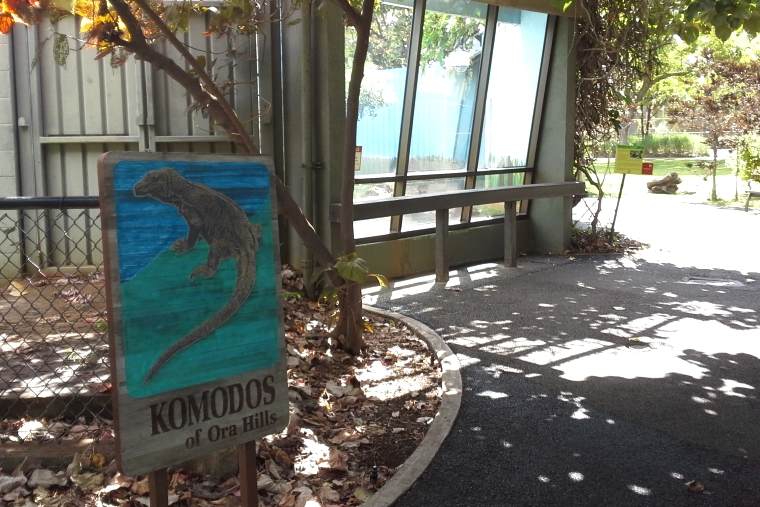 ホノルル動物園のコモドドラゴンの看板