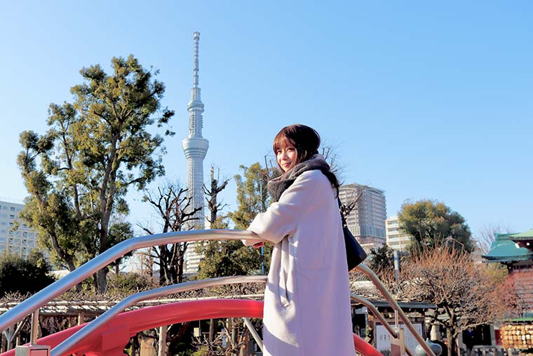 亀戸天神社から見える東京スカイツリー