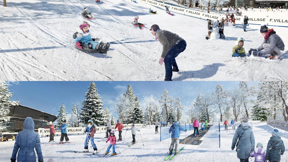 スキーエリアと雪遊びができるエリアに分かれた「F VILLAGE Snow Park」