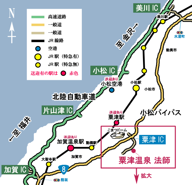 加賀周辺の地図