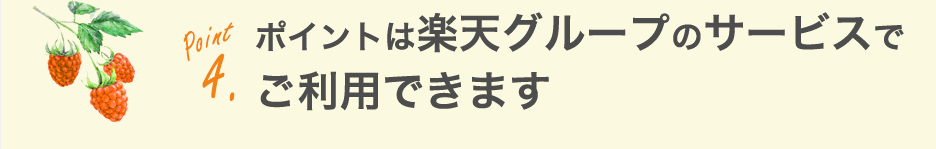 ポイントは楽天グループのサービスでご利用できます